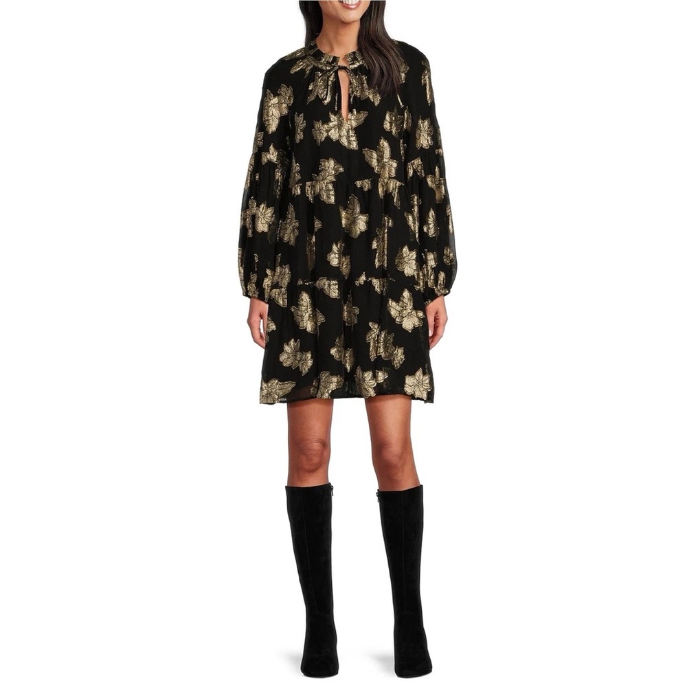 Tommy Bahama Shimmering Shores Jacquard Long Sleeve Tiered Dress - Picture 11 of 11